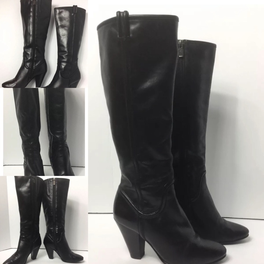 Black Leather Knee High Boots